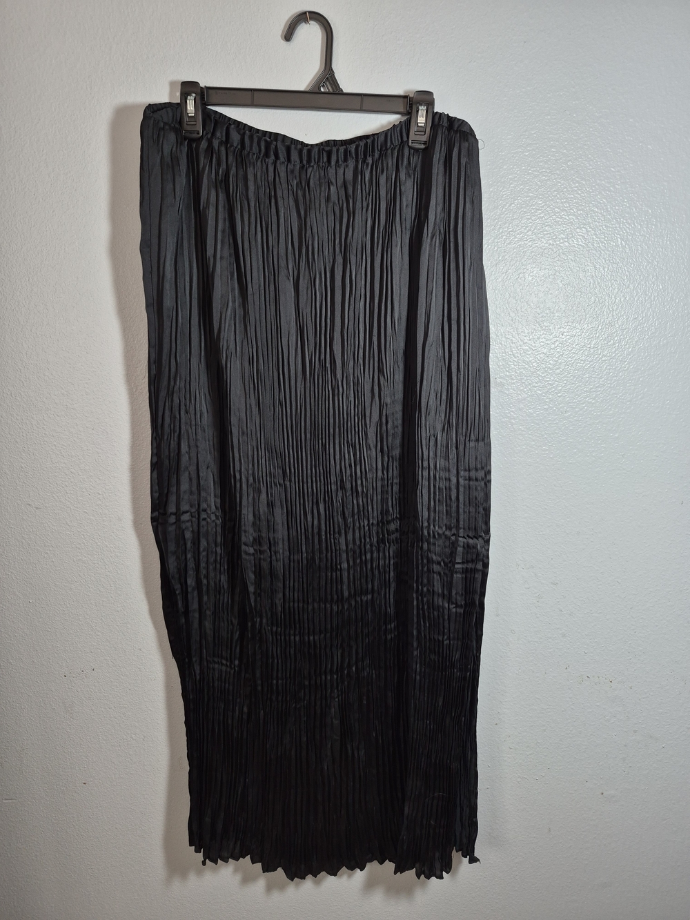 Coldwater Creek Black Crinkle Pleated Midi Skirt 14